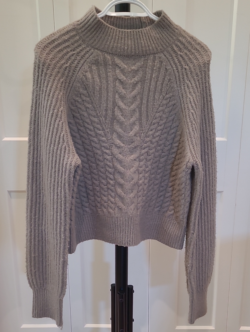 Joie Cozy Cable-Knit Mock Neck Sweater - Taupe